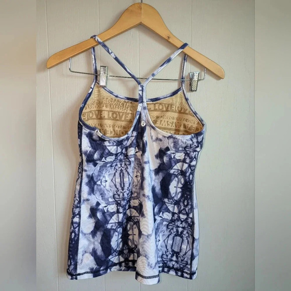 Lululemon Power Y TankInk Blot White Deep Indigo size 8 Performance Athletic‎ - Picture 3 of 5